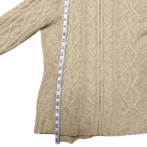 Cambridge Dry Goods LAMB WOOL ANGORA Beige tan Cardigan Sweater Full Zip Sz M - Picture 4 of 9